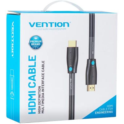 ������ ������������� HDMI to HDMI 8.0m V2.0 Engineering 4K 60Hz 18Gbps HD 7.1 PVC Black Vention (AAMBK) - �������� 2