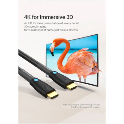 ������ ������������� HDMI to HDMI 8.0m V2.0 Engineering 4K 60Hz 18Gbps HD 7.1 PVC Black Vention (AAMBK) - �������� 8