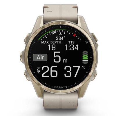 �����-���� Garmin fenix 8 43mm, AMOLED, Saph, SftGldSS/FogGryLeatherBnd, Excl, GPS (010-02903-40) - �������� 8
