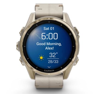 �����-���� Garmin fenix 8 43mm, AMOLED, Saph, SftGldSS/FogGryLeatherBnd, Excl, GPS (010-02903-40) - �������� 9