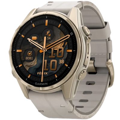 �����-���� Garmin fenix 8 43mm, AMOLED, Saph, SftGldSS/FogGryLeatherBnd, Excl, GPS (010-02903-40) - �������� 1