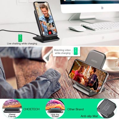 �������� ���������� Choetech 15W Fast Wireless Charging Stand 2coils black (T555-F-BK) - �������� 8