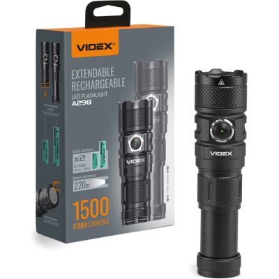 ������ ������ Videx A298, Black, 1500 ��, 5000K, �� 220 �, 6 ������� ������, ����� �� ����������� ������, ��������� Luminus SST40 (10 ��), ����������� (Li-ion 18650 2200mAh), Type-C, IP66 (VLF-A298) - �������� 1