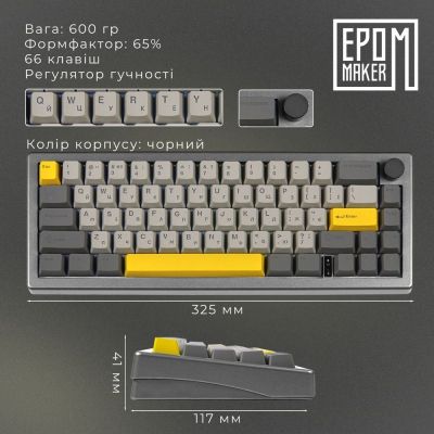 ��������� Epomaker EK68 65 Budgerigar V2 Switch Hot-Swap RGB Wireless/Bluetooth/USB UA Black (EK68-B-BV2) - �������� 11