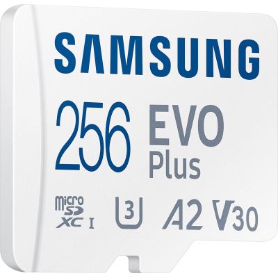   MicroSDXC  256GB UHS-I U3 V30 A2 Samsung Evo Plus + SD- (MB-MC256SA/EU) -  3