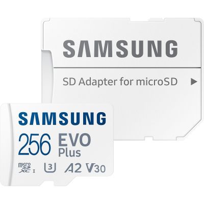   MicroSDXC  256GB UHS-I U3 V30 A2 Samsung Evo Plus + SD- (MB-MC256SA/EU) -  1