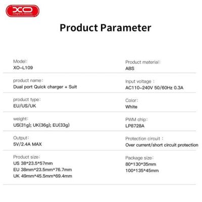   XO L109 12W (2USB/2.4A) + USB - MicroUSB White (XO-L109-M) -  3