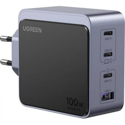   UGREEN 4xUSB 100W (3xUSB-C+USB-A) Gan Nexode Fast Charger Grey X565 (35043) -  1
