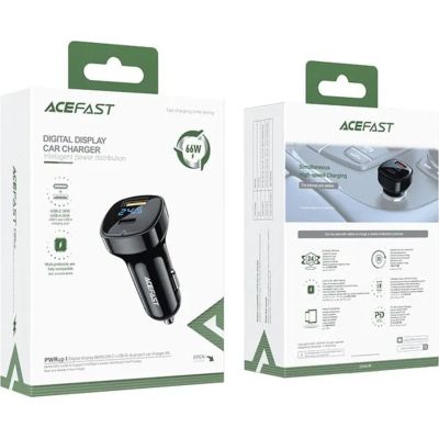  Acefast 2xUSB 66W (USB-C + USB-A) B4 with digital display (6974316280392) -  6