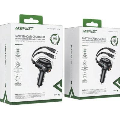   Acefast 3xUSB 53W (2xUSB-C+USB-A) + cable USB-C 2in1 B13 (6974316282921) -  5