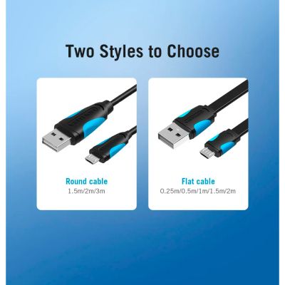   USB 2.0 AM to Micro 5P 0.5m Black Vention (VAS-A08-B050) -  10