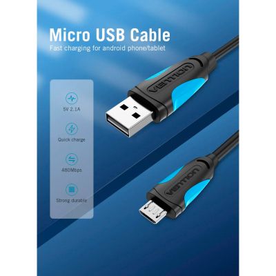   USB 2.0 AM to Micro 5P 0.5m Black Vention (VAS-A08-B050) -  2