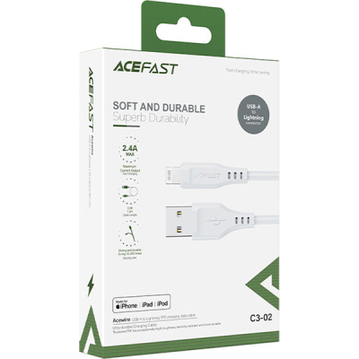 ���� ������ USB 2.0 AM to Lightning 1.2m 2.4A TPE C3-02 White Acefast (6974316280835) - �������� 3