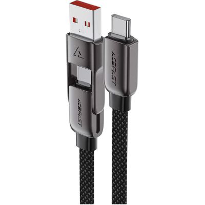 ���� ������ USB-C + USB-A to USB-C 1.2m 3.0A zink alloy C13-04 Black Acefast (6974316282334) - �������� 3