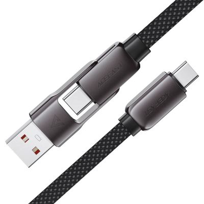 ���� ������ USB-C + USB-A to USB-C 1.2m 3.0A zink alloy C13-04 Black Acefast (6974316282334) - �������� 4