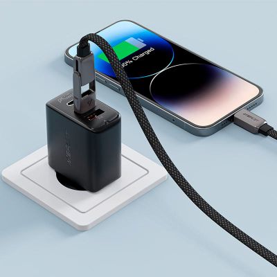 ���� ������ USB-C + USB-A to USB-C 1.2m 3.0A zink alloy C13-04 Black Acefast (6974316282334) - �������� 6