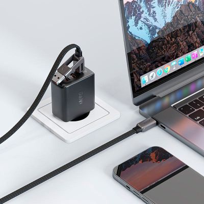 ���� ������ USB-C + USB-A to USB-C 1.2m 3.0A zink alloy C13-04 Black Acefast (6974316282334) - �������� 7