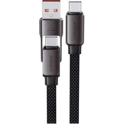 ���� ������ USB-C + USB-A to USB-C 1.2m 3.0A zink alloy C13-04 Black Acefast (6974316282334) - �������� 1
