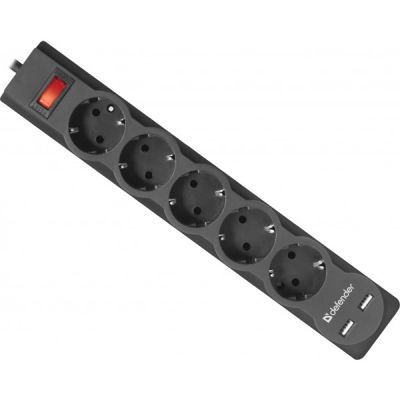 ������� ������ ������� Defender DFS 751, 1.8m, 5���., 2xUSB (99751) - �������� 1