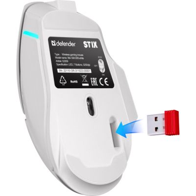 ����� Defender Stix GM-009 LED Wireless White (52009) - �������� 5