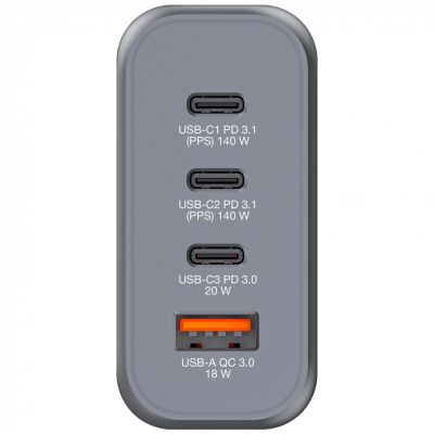 �������� ���������� Verbatim GaN 140 W 4 ports (2xUSB-C-140 W,USB-C 20 W /USB-A -3.0) (32203) - �������� 5