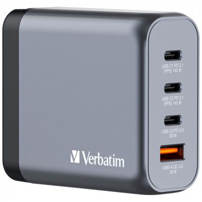 �������� ���������� Verbatim GaN 140 W 4 ports (2xUSB-C-140 W,USB-C 20 W /USB-A -3.0) (32203) - �������� 1