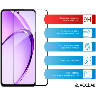 ���� ������� ACCLAB Full Glue Oppo A3 5G Black (1283126598876) - �������� 3