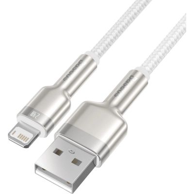���� ������ USB 2.0 AM to Lightning 2.0m Cafule Series Metal 2.4A White Baseus (CALJK-B02) - �������� 2