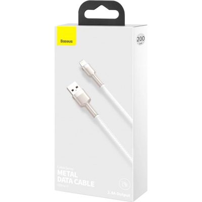 ���� ������ USB 2.0 AM to Lightning 2.0m Cafule Series Metal 2.4A White Baseus (CALJK-B02) - �������� 8