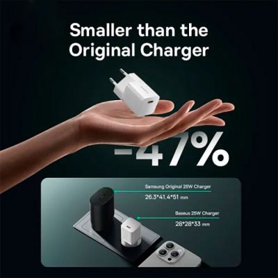 �������� ������� Baseus GaN5 Fast Charger USB-C 25W + Cable Type-C 100W white (P10110909213-01) - �������� 8