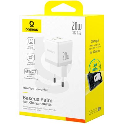   Baseus Palm Fast Charger C+U 20W moon white (P10111608213-00) -  5