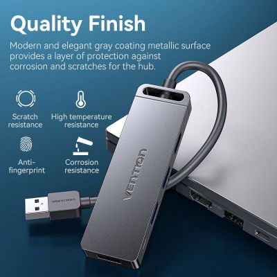 ������������ Vention USB 3.0 to 4xUSB 3.0 Hub With Power Supply 0.15m black (CHLBB) - �������� 4