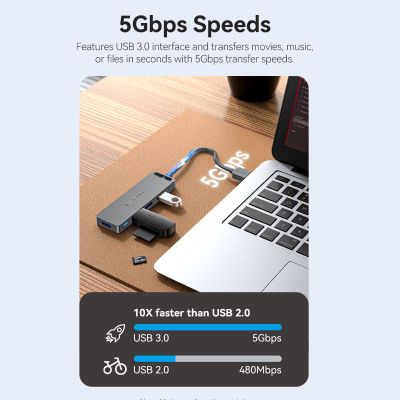 ������������ Vention USB 3.0 to 4xUSB 3.0 Hub With Power Supply 0.15m black (CHLBB) - �������� 5