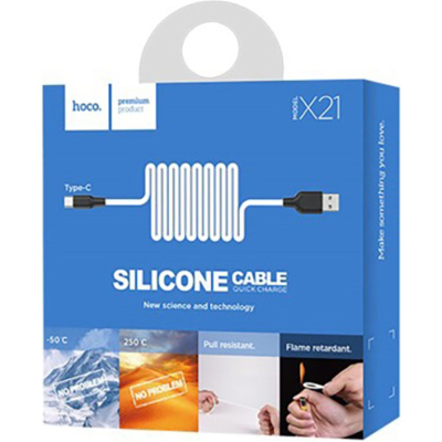���� ������ USB 2.0 AM to USB-C 1.0m 2A silicone X21 black+white HOCO (6957531071402) - �������� 4