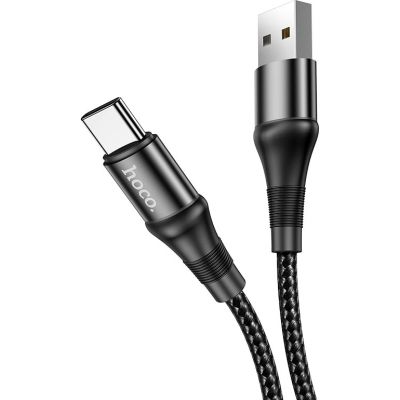 ���� ������ USB 2.0 AM to USB-C 1.0m 3A nylon X50 black HOCO (6931474734235) - �������� 2