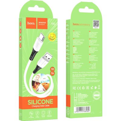   USB 2.0 AM to USB-C 1.0m 3A silicone X82 white HOCO (6931474768582) -  3