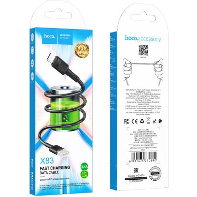 ���� ������ USB 2.0 AM to Micro 5P 1.0m 2.4A PVC X83 black HOCO (6931474770882) - �������� 4