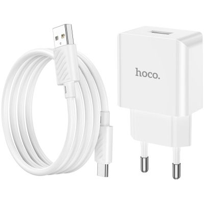   HOCO C106A Leisure USB + cable USB to USB-C 10.5W White (6931474783912) -  3