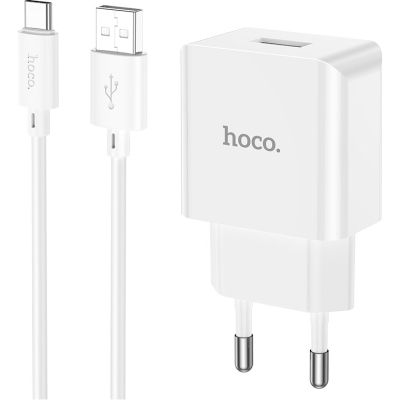   HOCO C106A Leisure USB + cable USB to USB-C 10.5W White (6931474783912) -  1