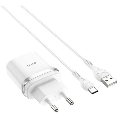   HOCO C12Q Smart USB QC3.0 + cable USB to USB-C 18W White (6931474716309) -  1