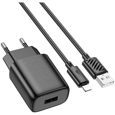 �������� ������� HOCO C134A Solid USB + cable USB to Lightning Black (6942007621311) - �������� 1