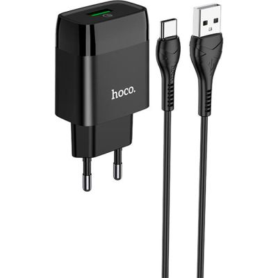 �������� ���������� HOCO C72Q Glorious USB QC3.0 + cable USB to USB-C 18W Black (6931474732545) - �������� 2