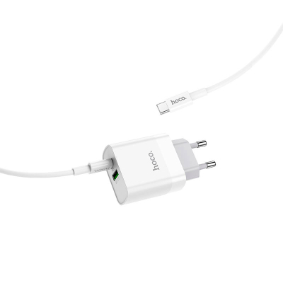 �������� ������� HOCO C80A Rapido 1xUSB-C PD20W + 1xUSB QC3.0 + cable USB-C to USB-C White (6931474740533) - �������� 4