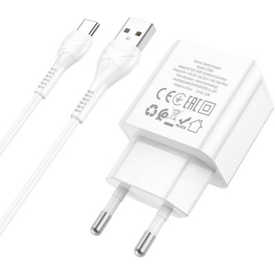   HOCO C98A Proton USB QC3.0 + cable USB to USB-C White (6931474766878) -  2
