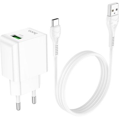   HOCO C98A Proton USB QC3.0 + cable USB to USB-C White (6931474766878) -  6