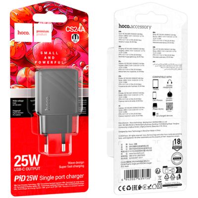   HOCO CS24A Puerto USB-C PD25W Black (6942007639750) -  6