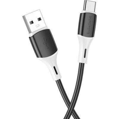 ���� ������ USB 2.0 AM to USB-C 1.0m 3A silicone BX79 black BOROFONE (6974443384789) - �������� 2