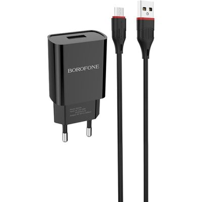   BOROFONE BA20A Sharp USB + cable USB to Micro 5P 10.5W Black (6931474702135) -  2
