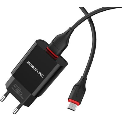   BOROFONE BA20A Sharp USB + cable USB to Micro 5P 10.5W Black (6931474702135) -  1