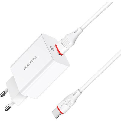   BOROFONE BA21A Long Journey USB QC3.0 + cable USB to USB-C 18W White (6931474702487) -  2